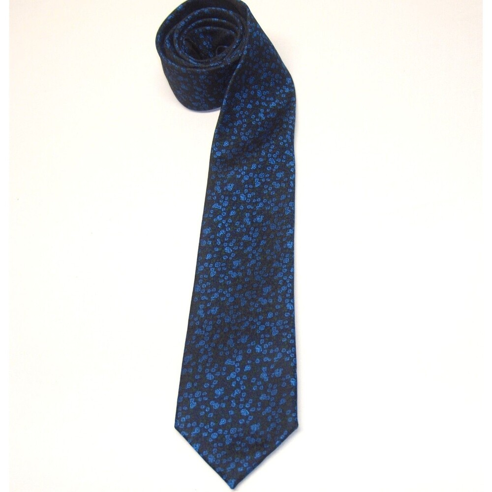 John Henry Necktie Textured Unusual Pattern Blue like Bubbles on Black RARE Tie